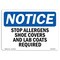 Signmission OSHA Sign, Stop Allergens Shoe Covers & Lab Coats Required, 10in X 7in Alum, 10" W, 7" H, Landscap OS-NS-A-710-L-18469 - alternate 1